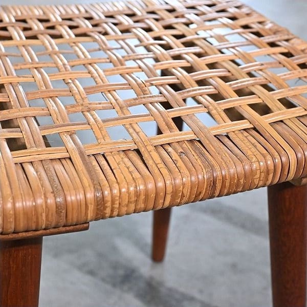 Vintage Hocker Rattan B aus Teak von unbekannt für Dänemark