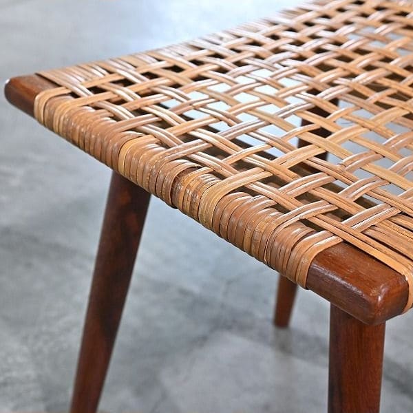 Vintage Hocker Rattan B aus Teak von unbekannt für Dänemark