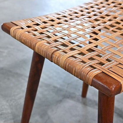 Vintage Hocker Rattan B aus Teak von unbekannt für Dänemark