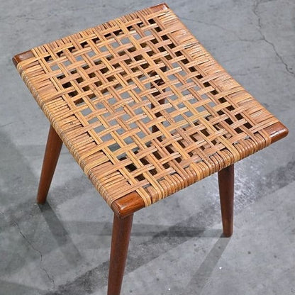 Vintage Hocker Rattan B aus Teak von unbekannt für Dänemark