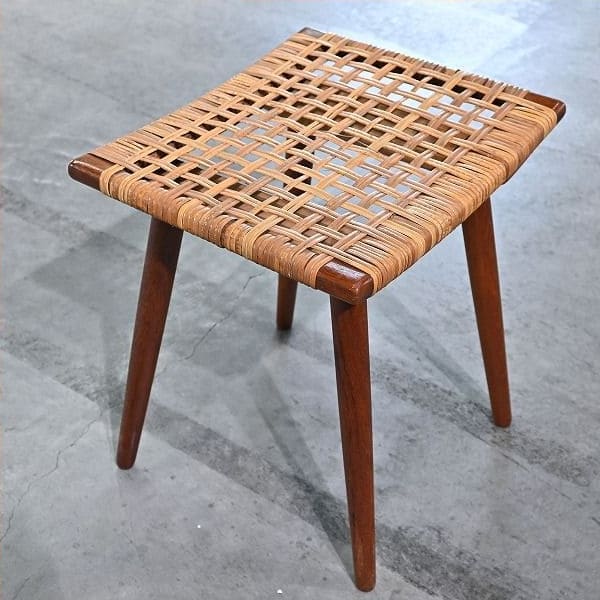 Vintage Hocker Rattan B aus Teak von unbekannt für Dänemark