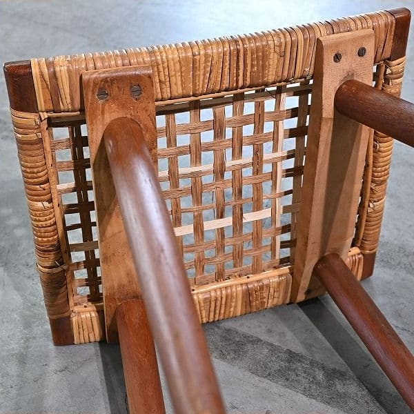 Vintage Hocker Rattan B aus Teak von unbekannt für Dänemark