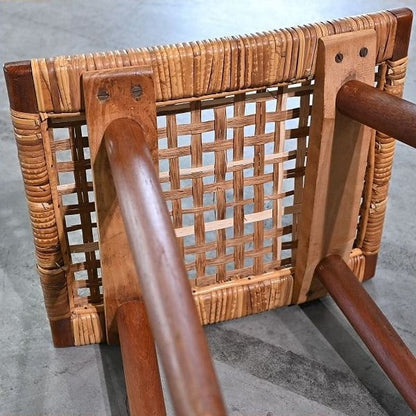 Vintage Hocker Rattan B aus Teak von unbekannt für Dänemark
