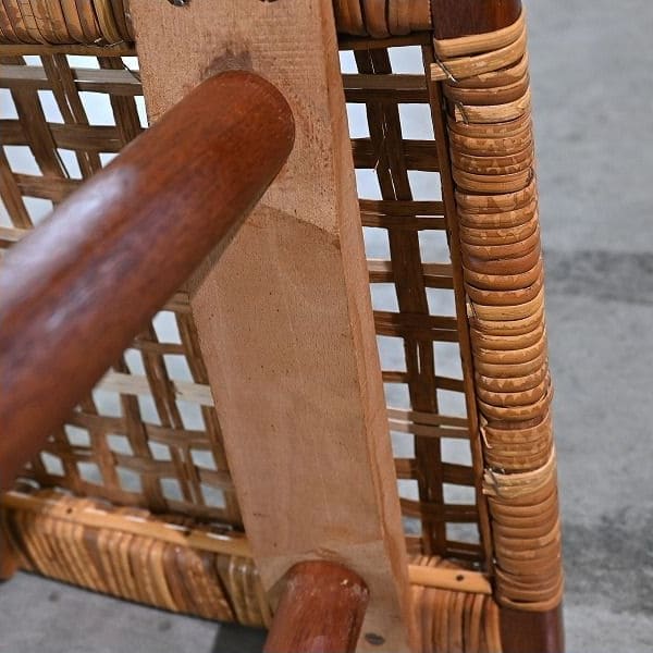 Vintage Hocker Rattan B aus Teak von unbekannt für Dänemark