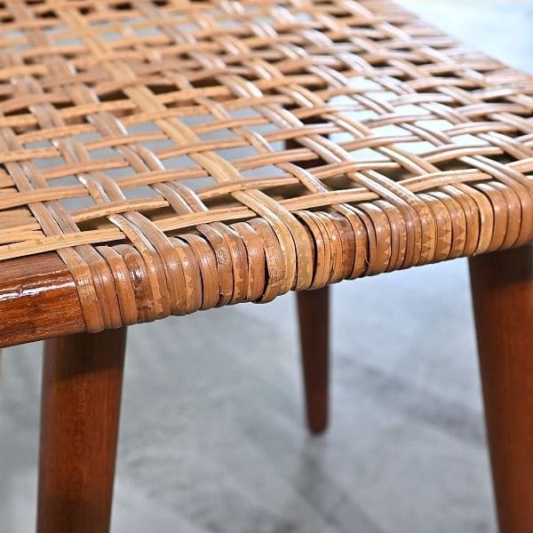 Vintage Hocker Rattan B aus Teak von unbekannt für Dänemark