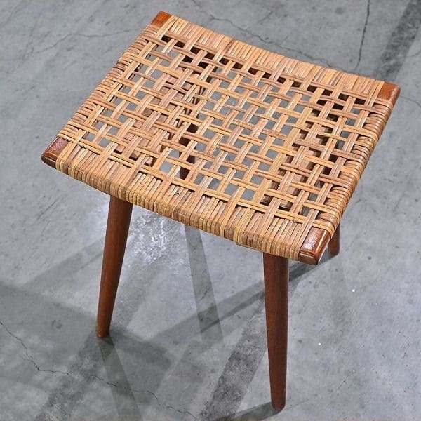 Vintage Hocker Rattan B aus Teak von unbekannt für Dänemark