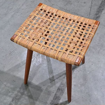 Vintage Hocker Rattan B aus Teak von unbekannt für Dänemark
