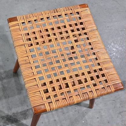 Vintage Hocker Rattan B aus Teak von unbekannt für Dänemark