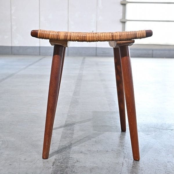 Vintage Hocker Rattan B aus Teak von unbekannt für Dänemark