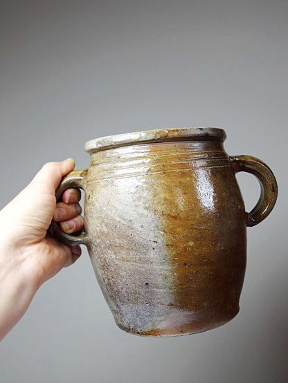 Vintage Steinzeugkrug Puisaye mit zwei Henkeln, Art Nouveau