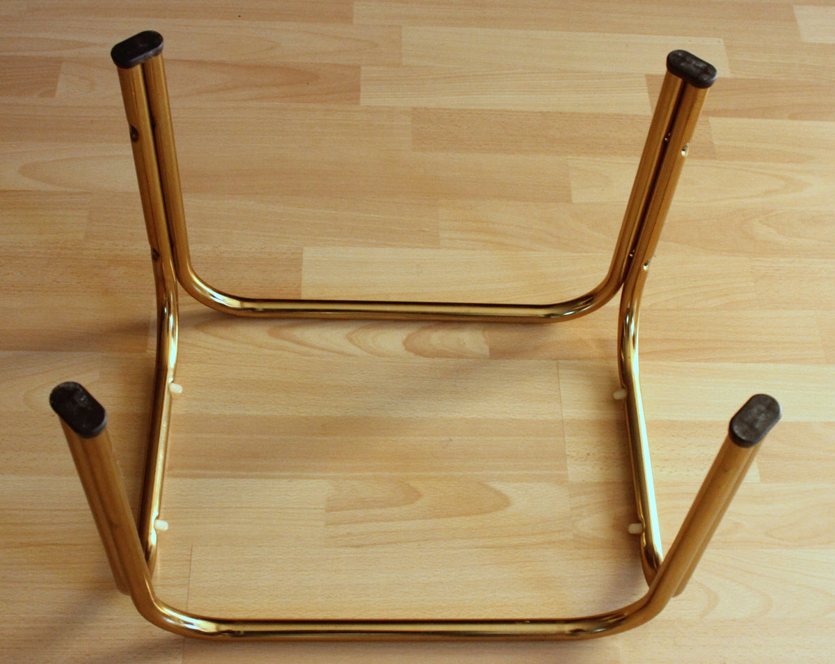 Vintage Beistelltisch Messing mit Rauchglasplatte, Space Age