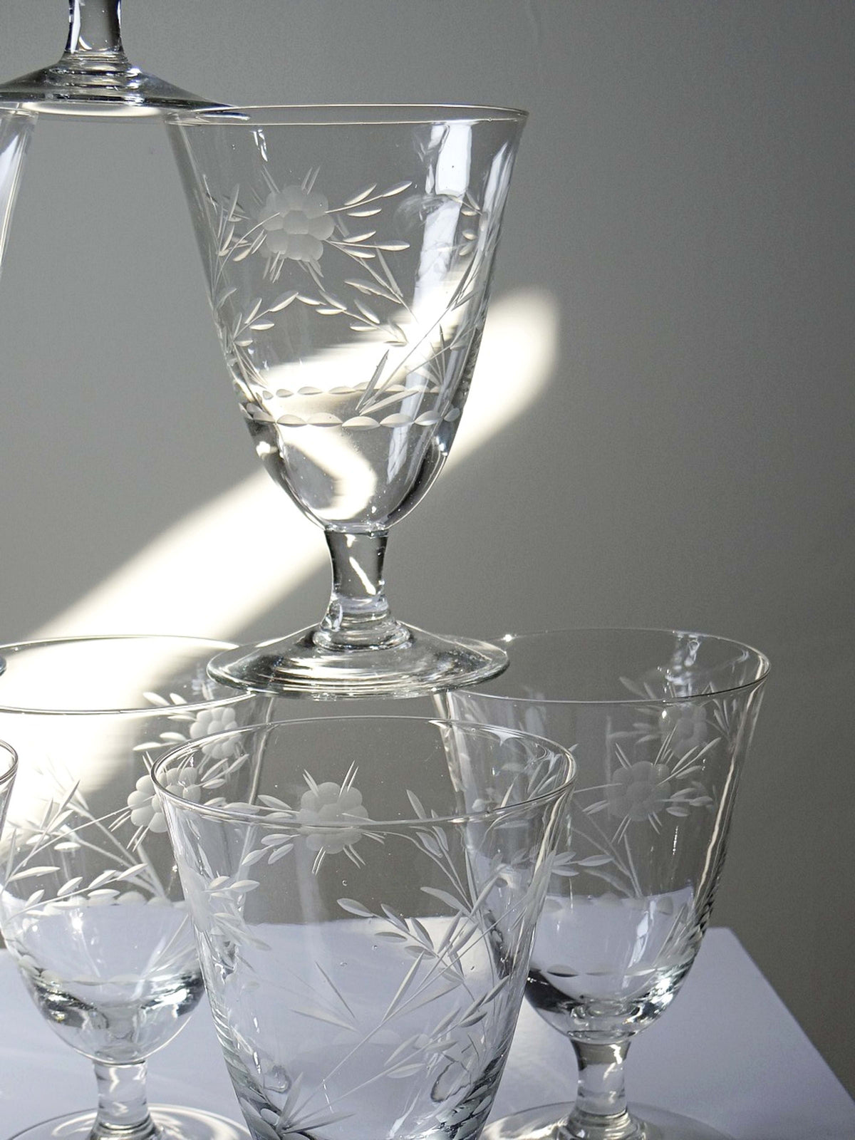 Set von 8 Vintage Weingläser aus Kristallglas, Böhmen