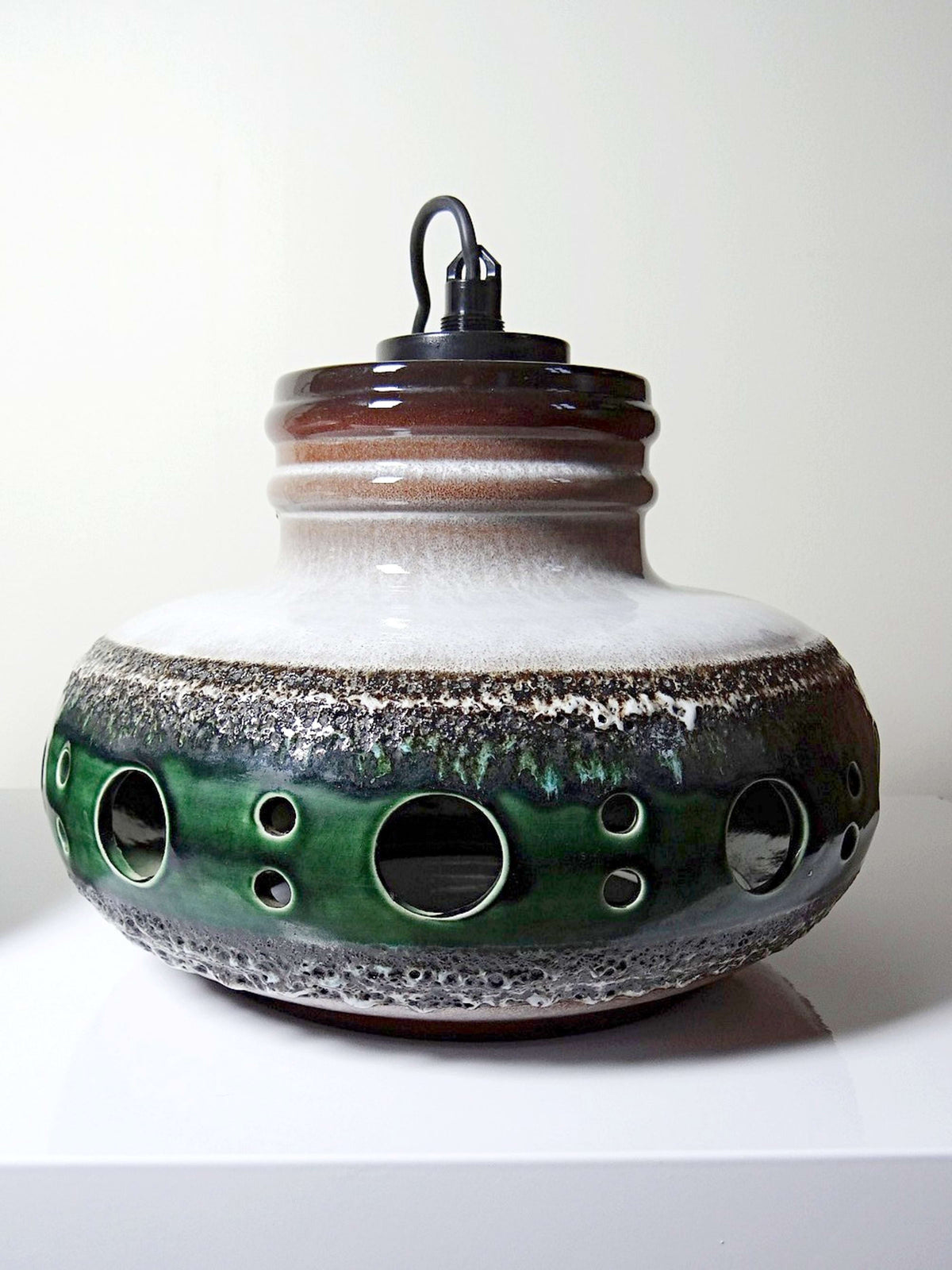 Vintage Hängeleuchte Keramik Herda, Fat-Lava-Glasur