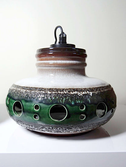 Vintage Hängeleuchte Keramik Herda, Fat-Lava-Glasur