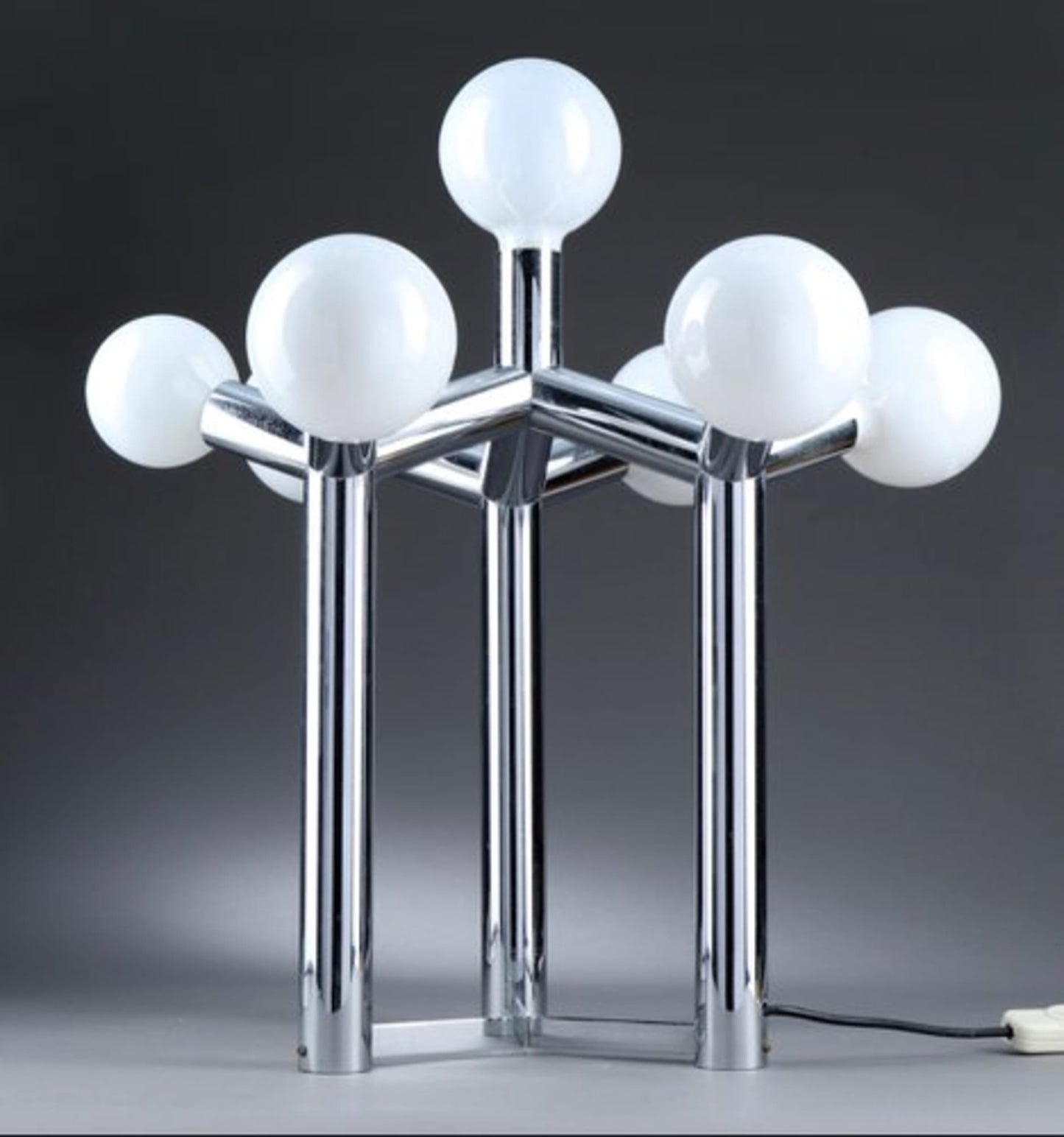 Vintage Tischlampe von J. T. Kalmar für Kalmar in Chrom und weißem Glas