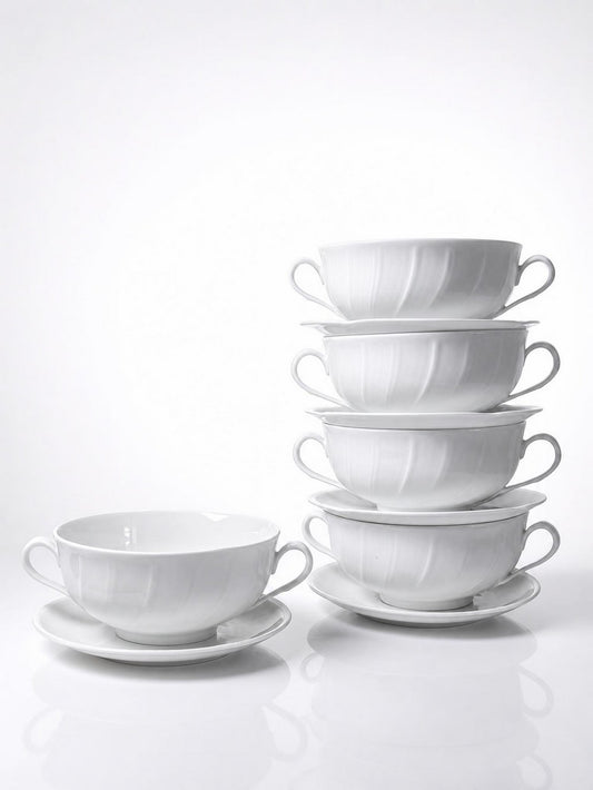 Set von 5 Vintage Tasse "Palm" von Bernardaud, zwei Henkel