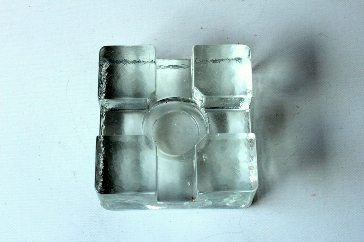 Vintage Stövchen aus schwerem Eisglas