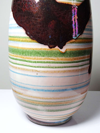 Vintage Keramikvase mit irisierender Glasur, Spanien
