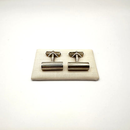 Zylindrische Manschettenknopf aus 800er Silber