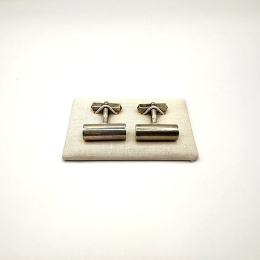 Zylindrische Manschettenknopf aus 800er Silber