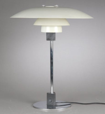 Lampe de table vintage PH 4/3 par Poul Henningsen pour Louis Poulsen blanc argenté