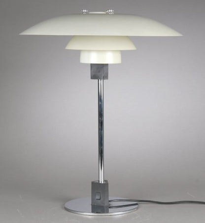 Vintage Tischleuchte PH 4/3 von Poul Henningsen für Louis Poulsen weiß silber