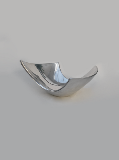 Vintage Obstschale Wavy aus poliertem Metall