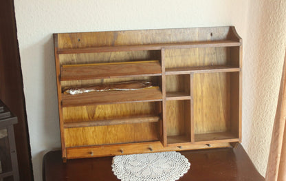 Vintage Wandregal Gewürzregal aus Holz, Mid Century