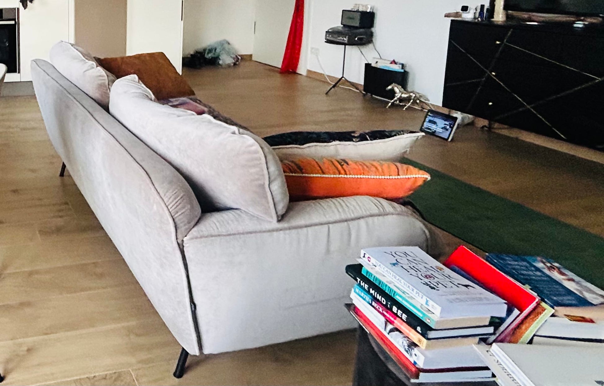 Vintage 3-Sitzer Sofa Fiona für SITS Malibu Velvet Beige schwarz