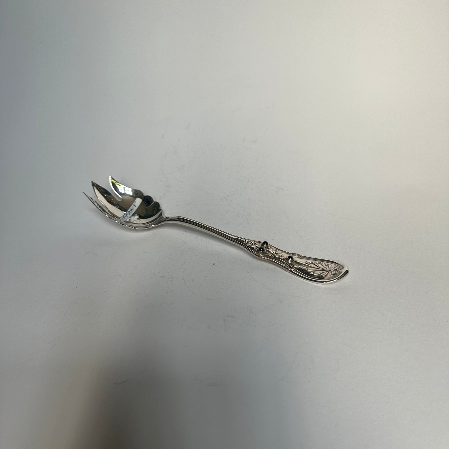 Vintage Salatgabel mit Onyxsteinen von Tiffany+Co Silber