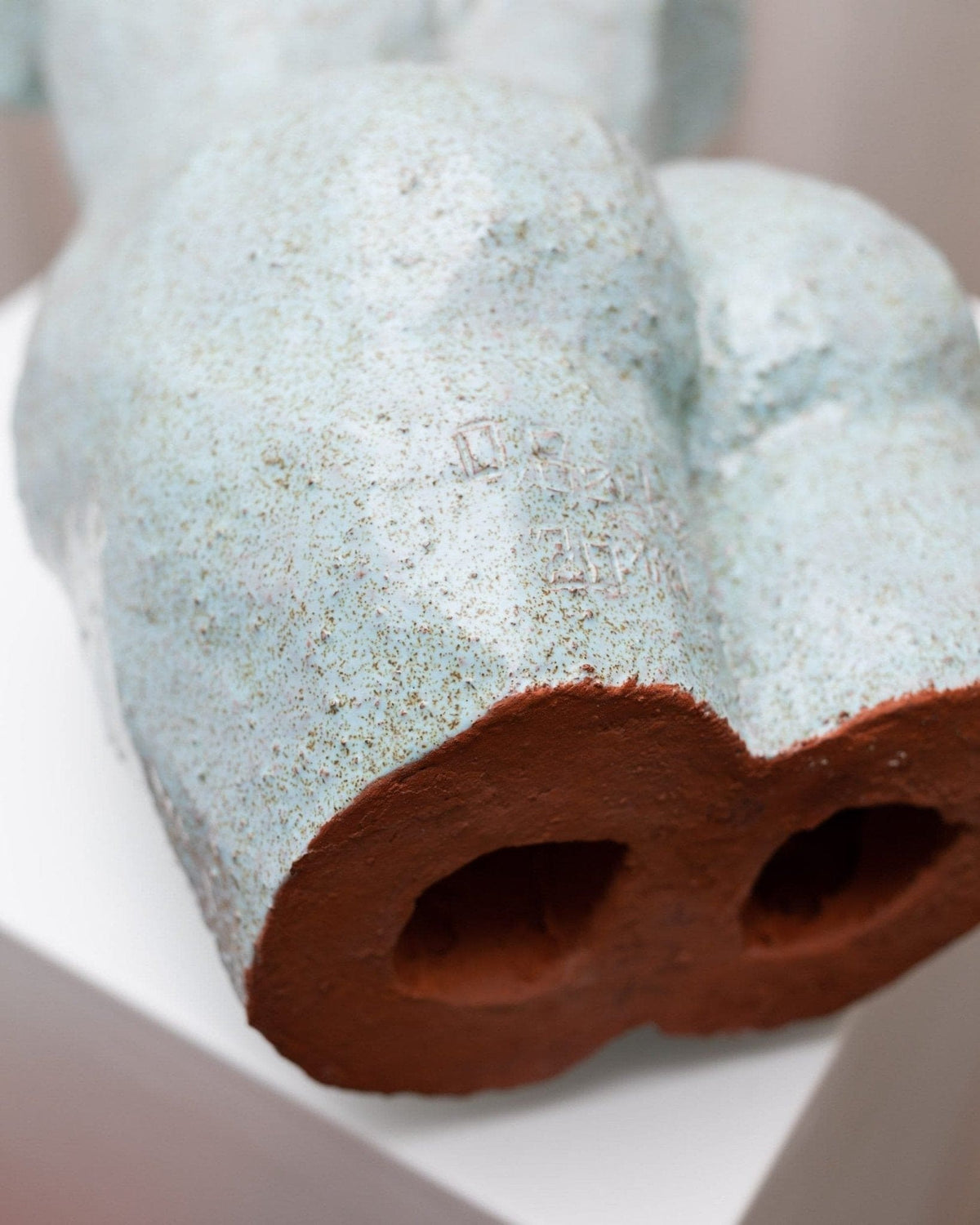Torso Statue Ceramic Figure Light Blue Mid-Century Design