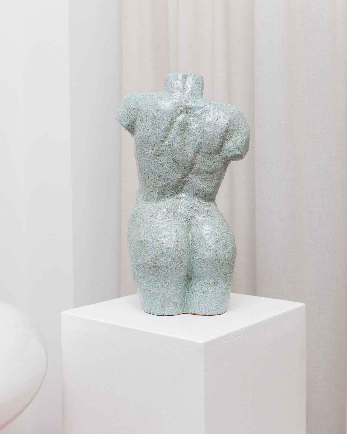 Torso Statue Ceramic Figure Light Blue Mid-Century Design