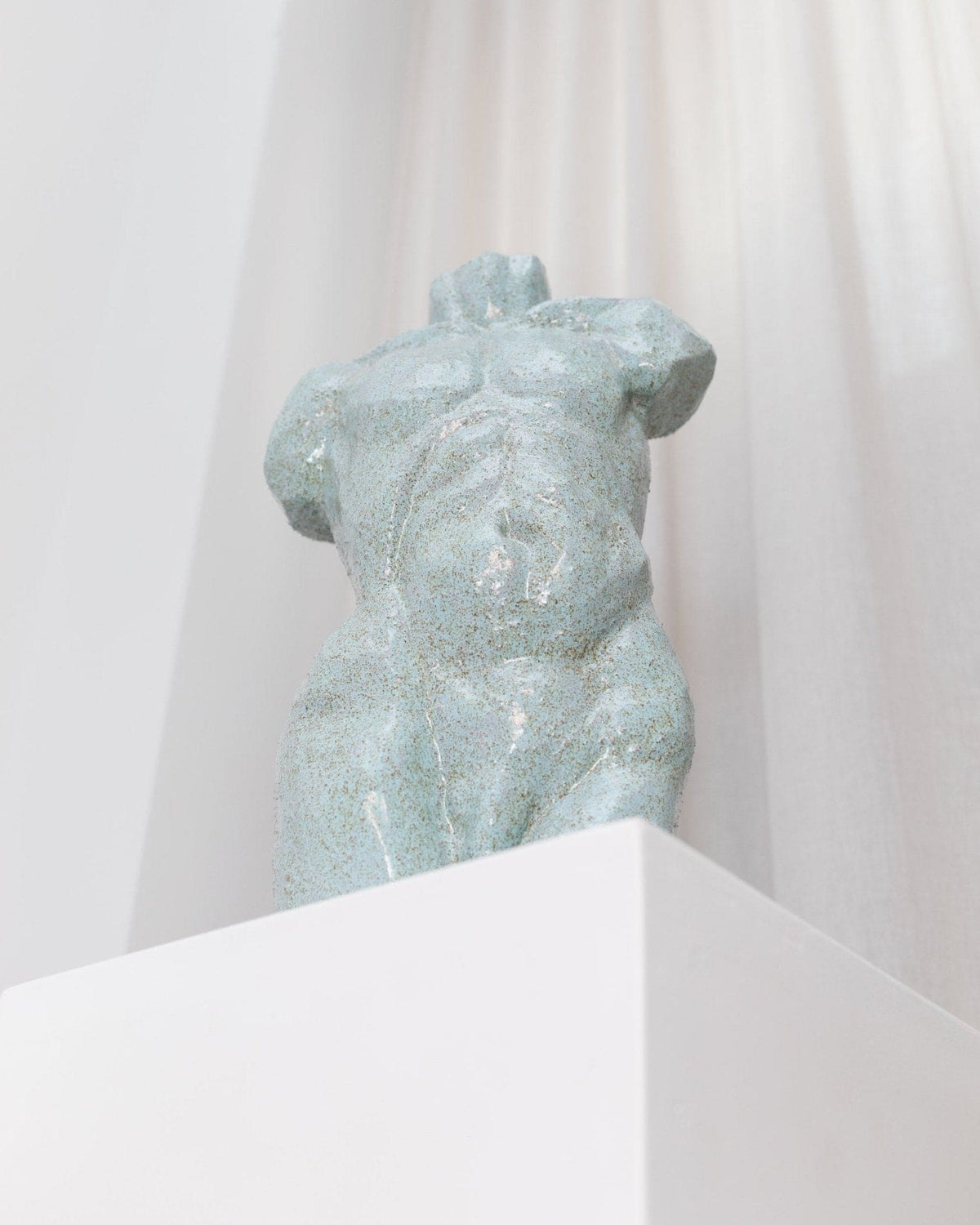 Torso Statue Ceramic Figure Light Blue Mid-Century Design