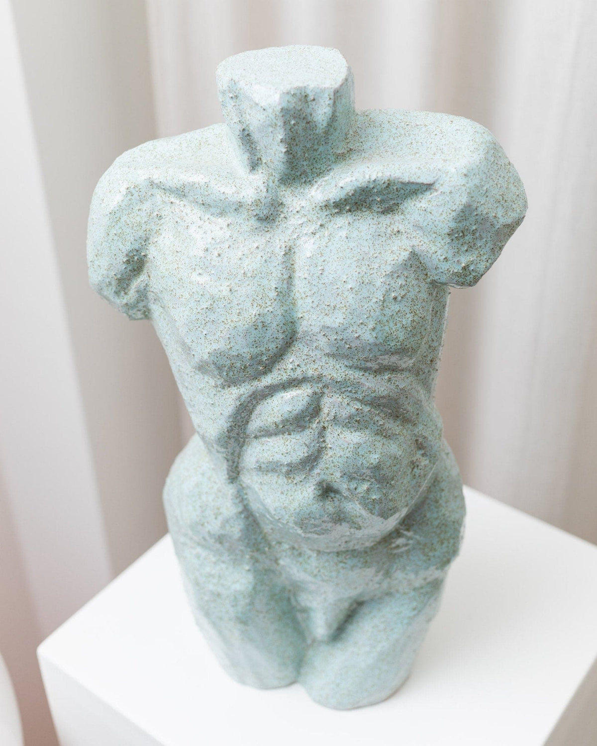 Torso Statue Ceramic Figure Light Blue Mid-Century Design