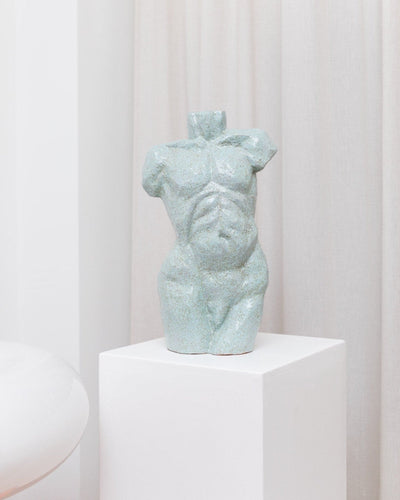 Torso Statue Ceramic Figure Light Blue Mid-Century Design