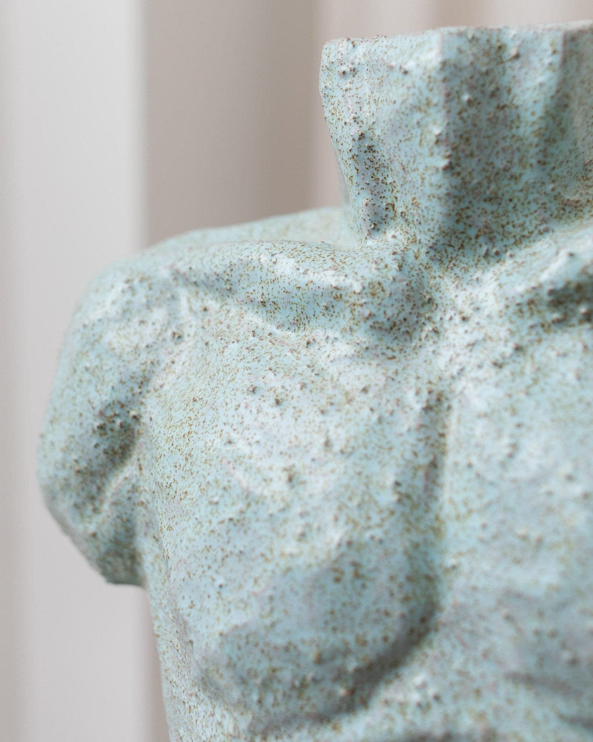 Torso Statue Ceramic Figure Light Blue Mid-Century Design