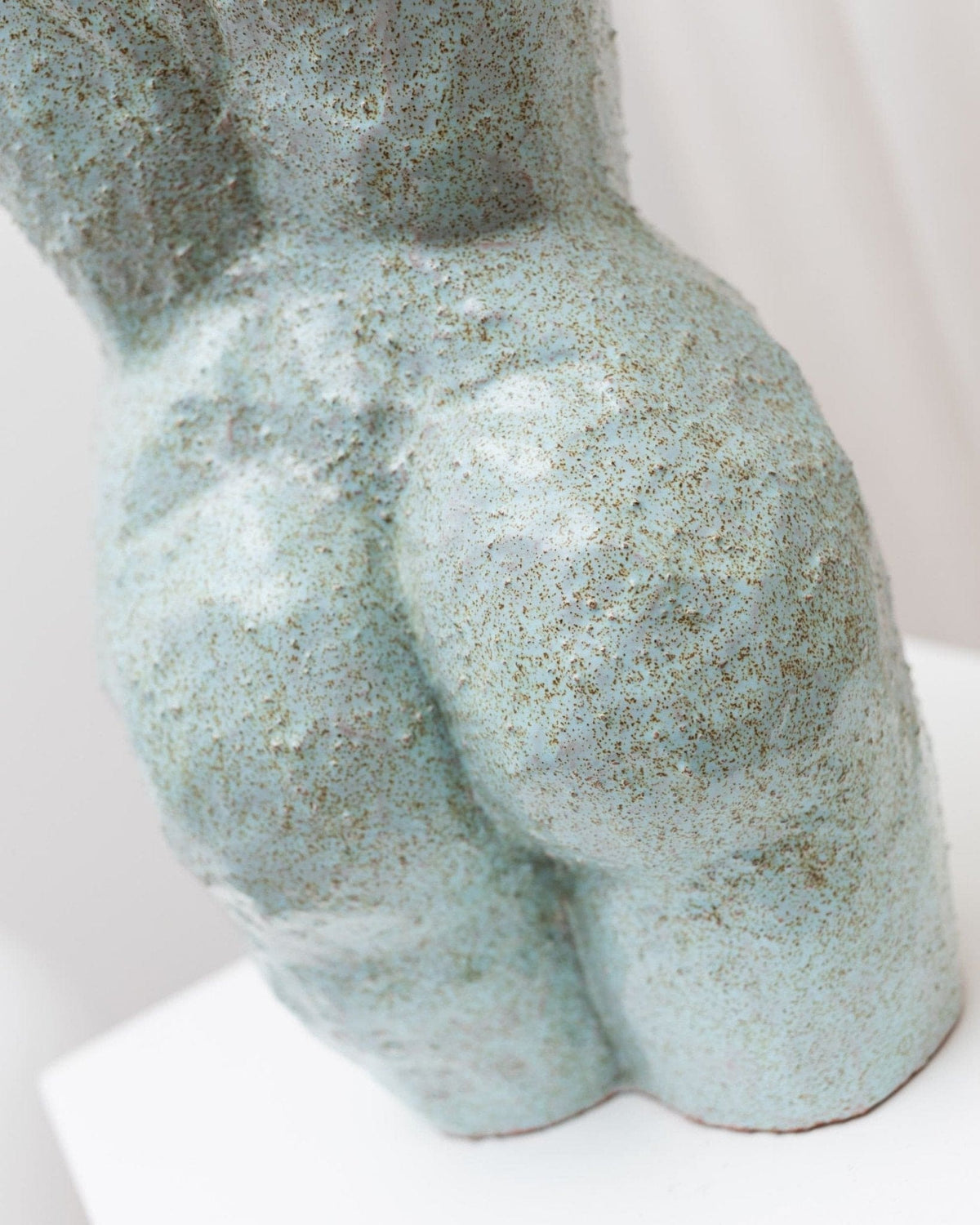 Torso Statue Ceramic Figure Light Blue Mid-Century Design