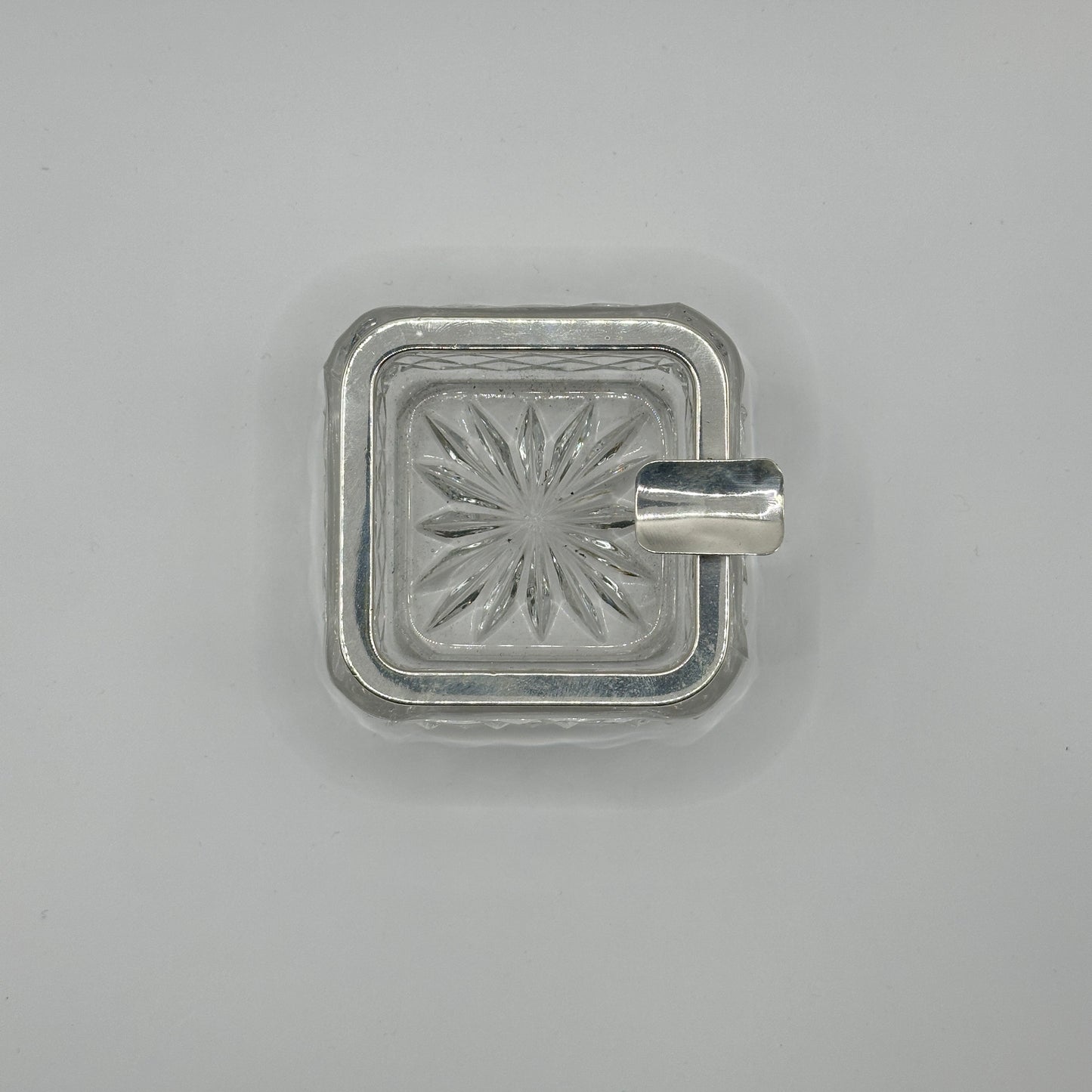 Quadratische Kristall-Schale mit 925er Silbermontierung