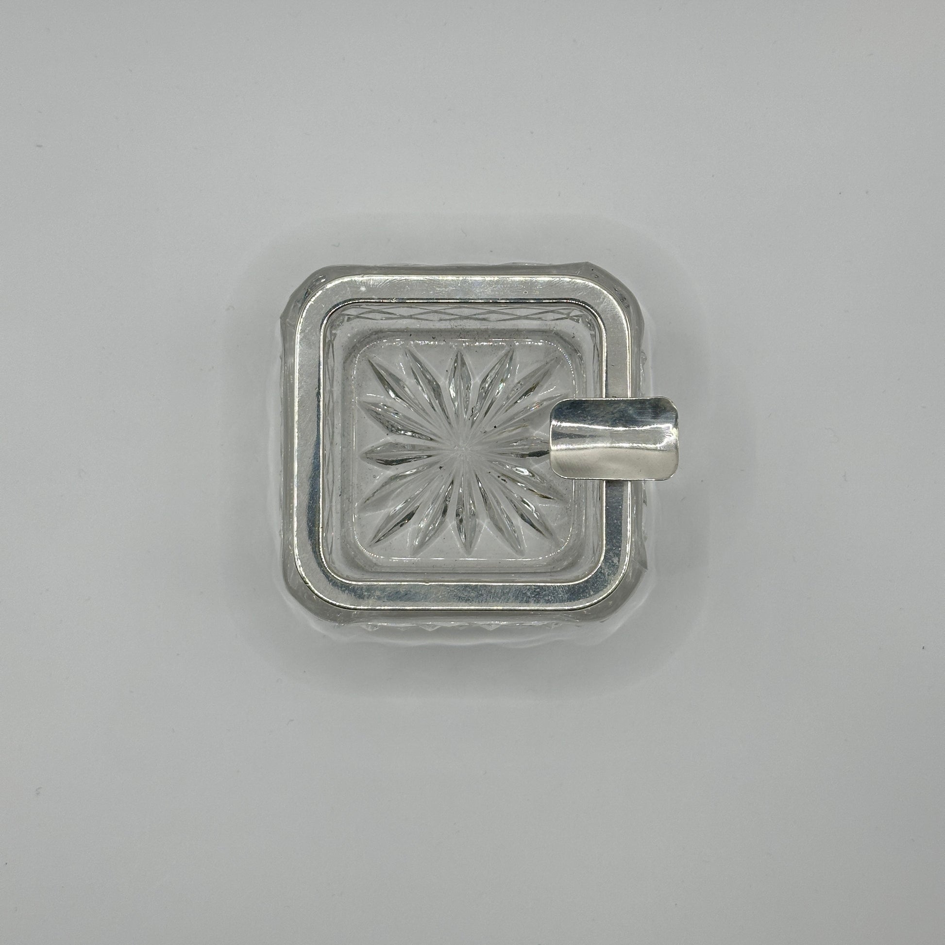 Quadratische Kristall-Schale mit 925er Silbermontierung