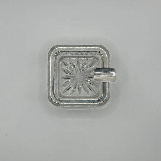 Quadratische Kristall-Schale mit 925er Silbermontierung