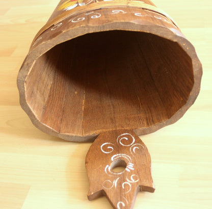 Vintage Schirmständer Holz handbemalt Bauernmalerei