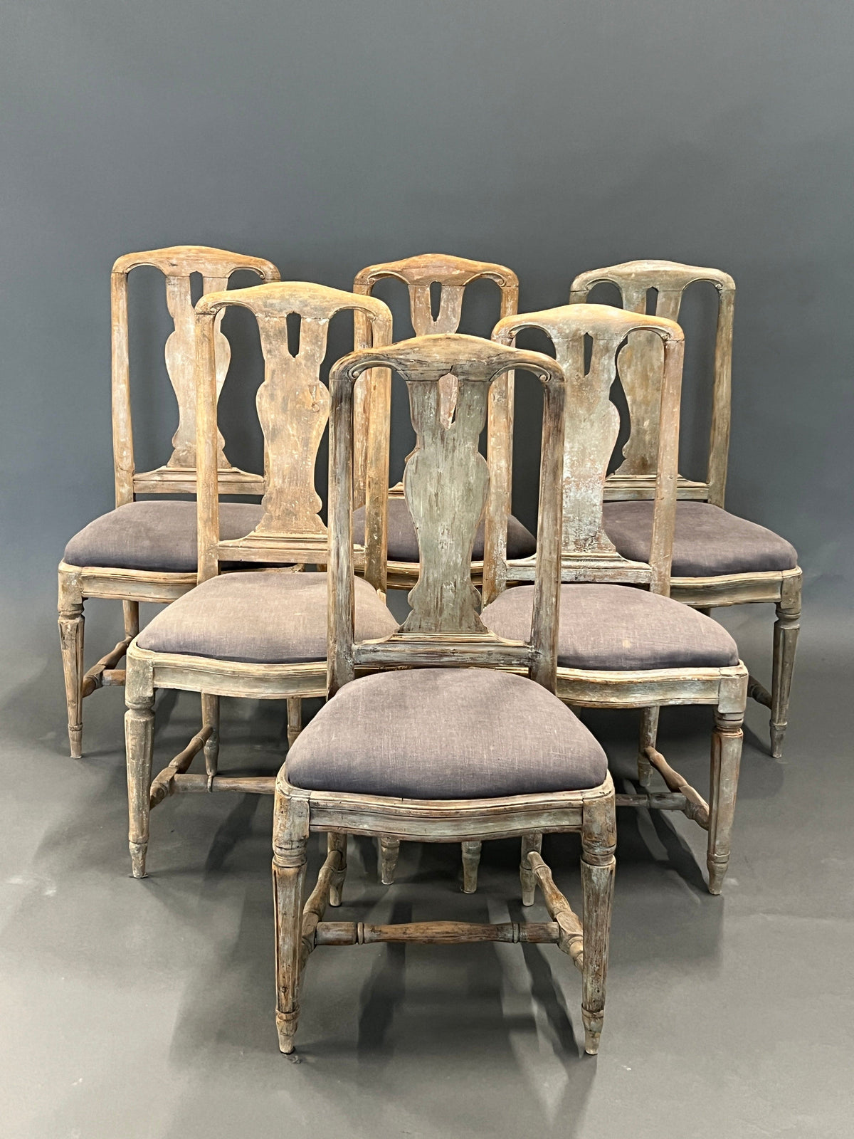 Vintage Esszimmerstuhl Original 18. Jh. Schwedisches Rokoko Set von 6
