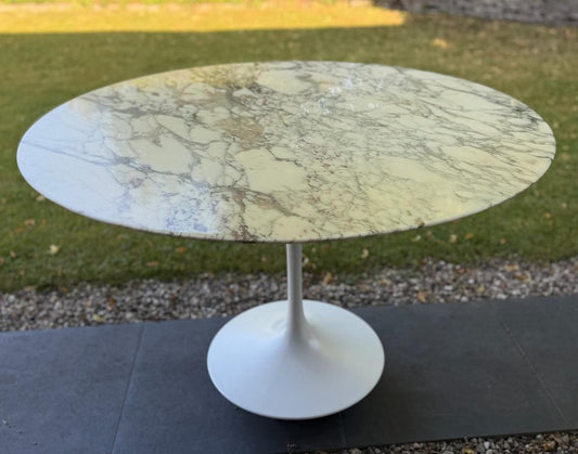 Vintage Tulip Esstisch von Eero Saarinen für Knoll International, Arabescato Marmor