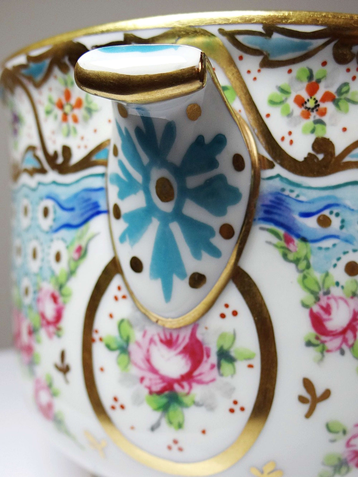 Vintage Porzellan-Übertopf von M. Carpezat Limoges, handbemalt, Art Nouveau