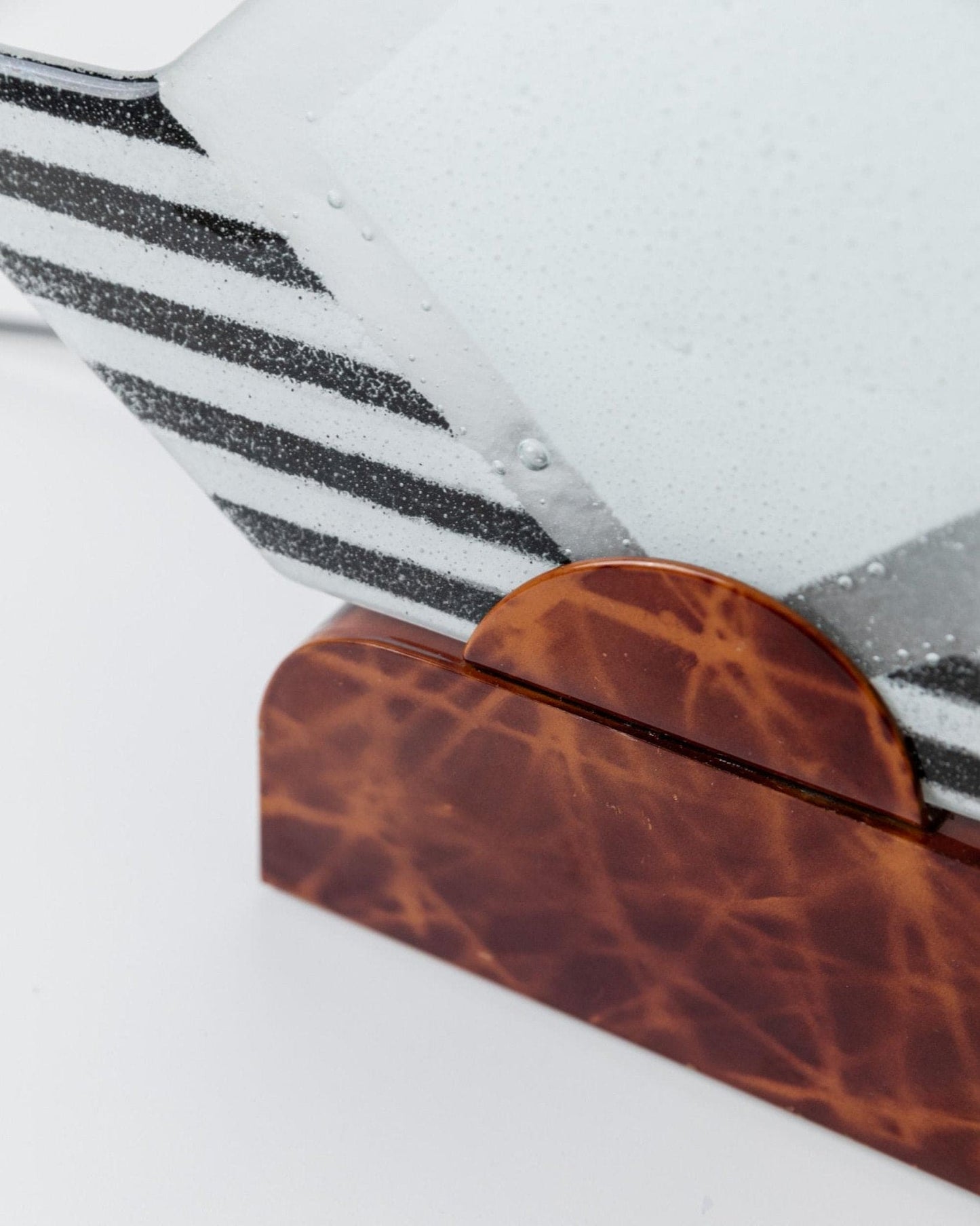 Lampe de table vintage en verre de Murano, support sculptural en métal marron, Italie, années 1980, lot de 2