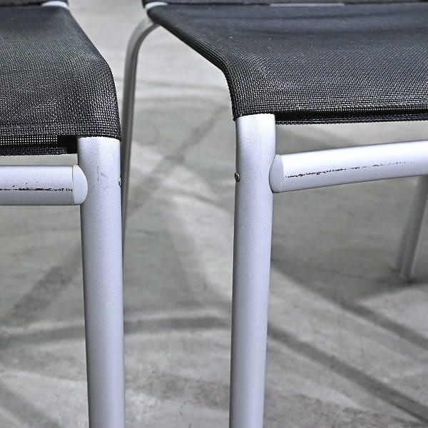 Vintage Stuhl Net Dining Chair von Bontempi Casa Set von 4 stapelbar, Mesh, Schwarz