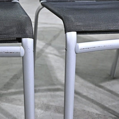Vintage Stuhl Net Dining Chair von Bontempi Casa Set von 4 stapelbar, Mesh, Schwarz