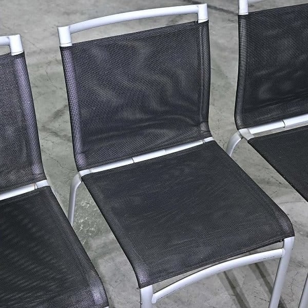 Vintage Stuhl Net Dining Chair von Bontempi Casa Set von 4 stapelbar, Mesh, Schwarz