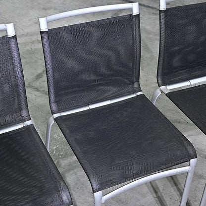 Vintage Stuhl Net Dining Chair von Bontempi Casa Set von 4 stapelbar, Mesh, Schwarz