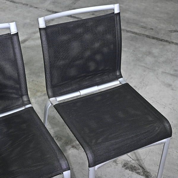 Vintage Stuhl Net Dining Chair von Bontempi Casa Set von 4 stapelbar, Mesh, Schwarz